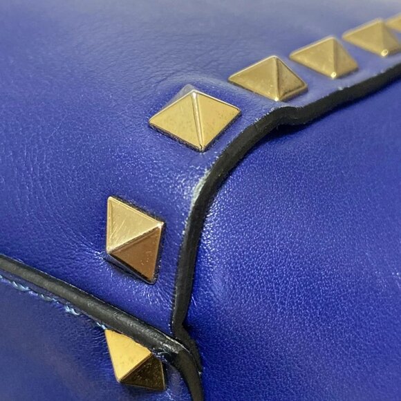 VALENTINOGARAVANI Rockstud Small Bag - Blue Leather Handbag 464-082925 - Picture 5 of 9